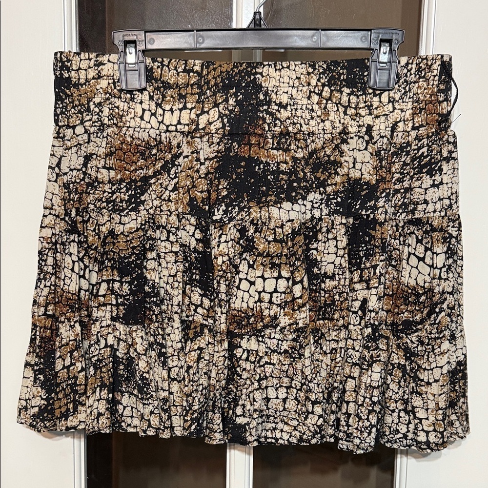 RUE 21 Black & Brown Stretch Waist Tiered Mini Skirt Size XL